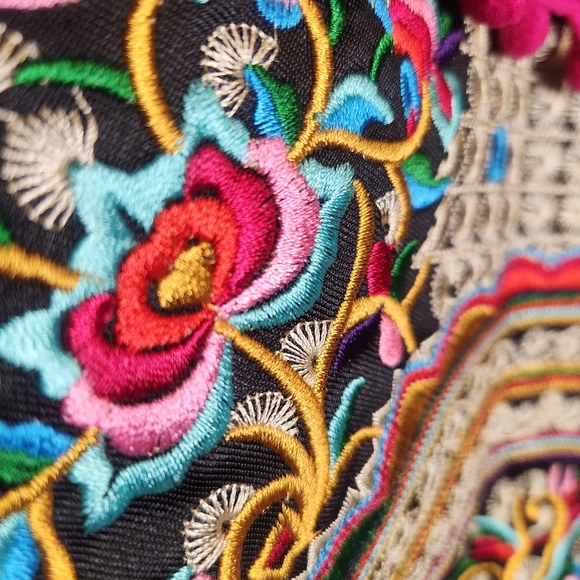 DENIM CO EMBROIDERY BOHO FESTIVAL OVERSIZE STATEMENT JEAN JACKET SIZE SMALL 4/6 - Picture 10 of 15